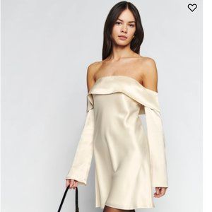 New Reformation Maves Satin Dress in Almond Size XS